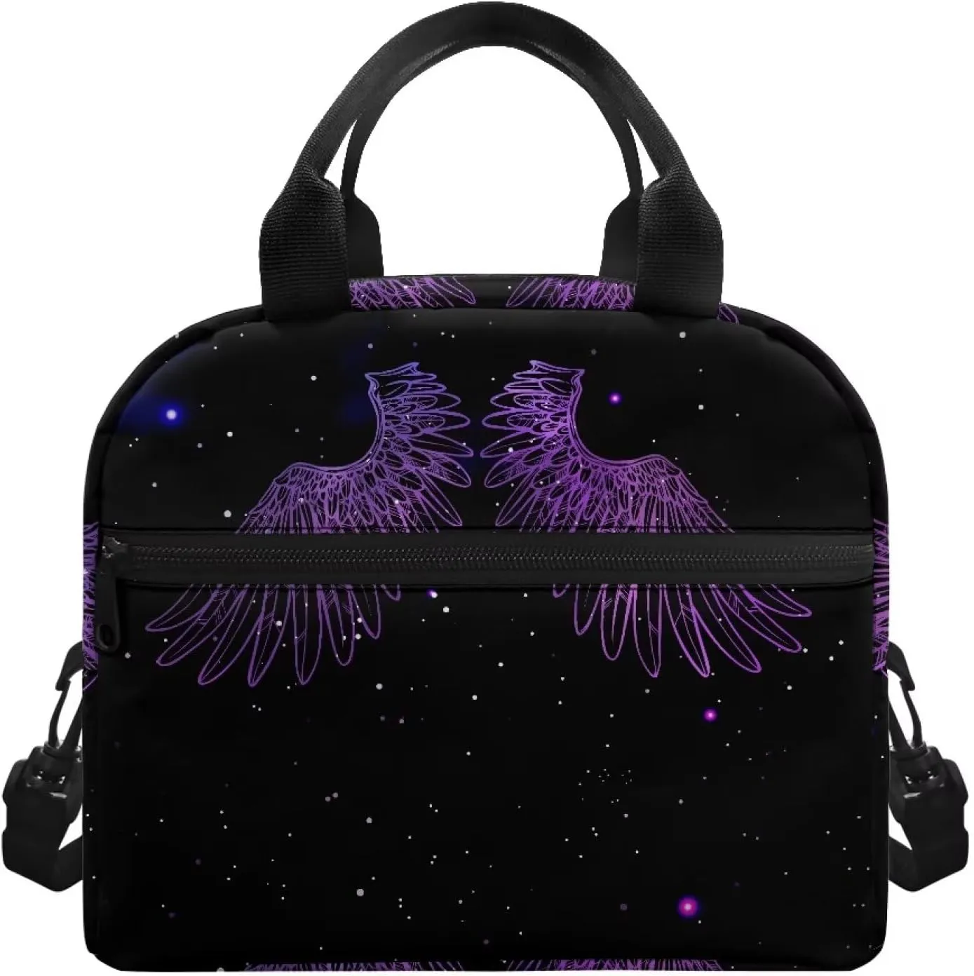 Wings Kids Bento Lunch Box Purple Lunch Box for Girls Primary School Lunchbox Preschool Lunch Tote Bag Kids Insulated Lunch Bag Children Cute Lunch Handbag with Adjustable Strap