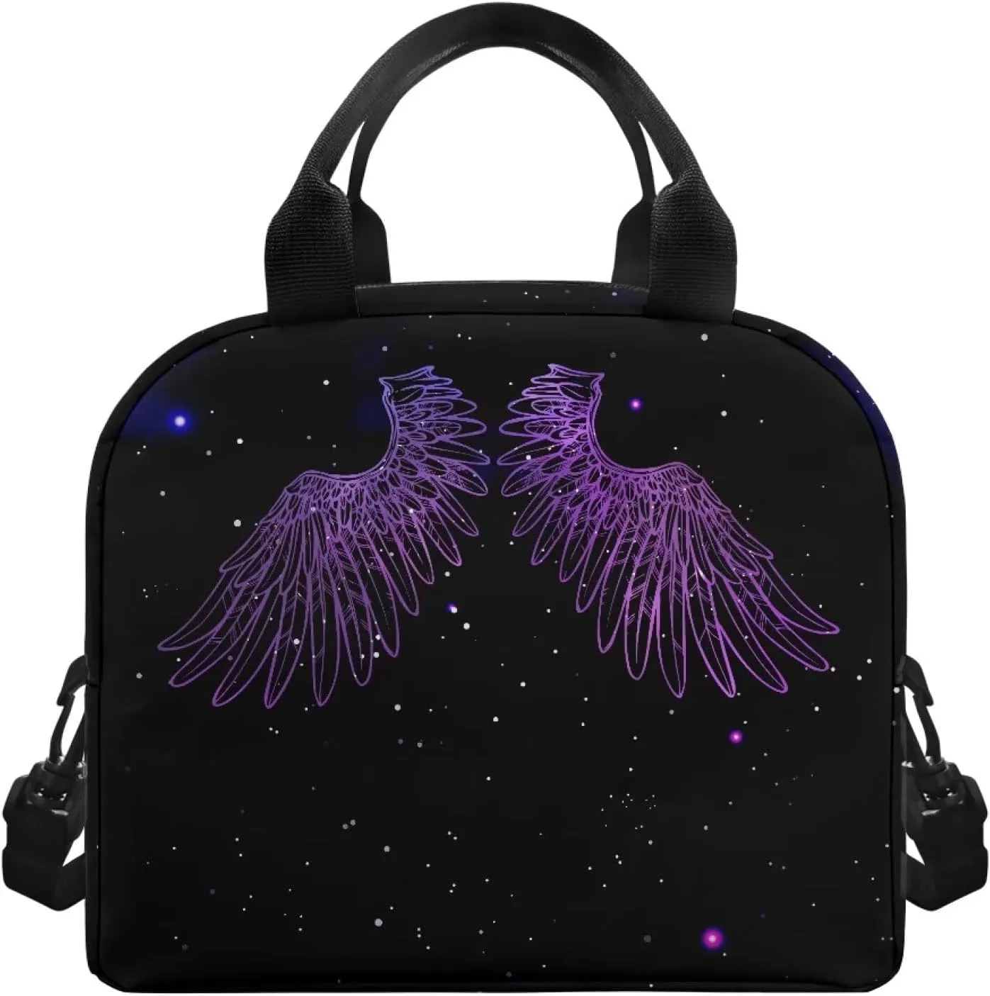 Wings Kids Bento Lunch Box Purple Lunch Box for Girls Primary School Lunchbox Preschool Lunch Tote Bag Kids Insulated Lunch Bag Children Cute Lunch Handbag with Adjustable Strap