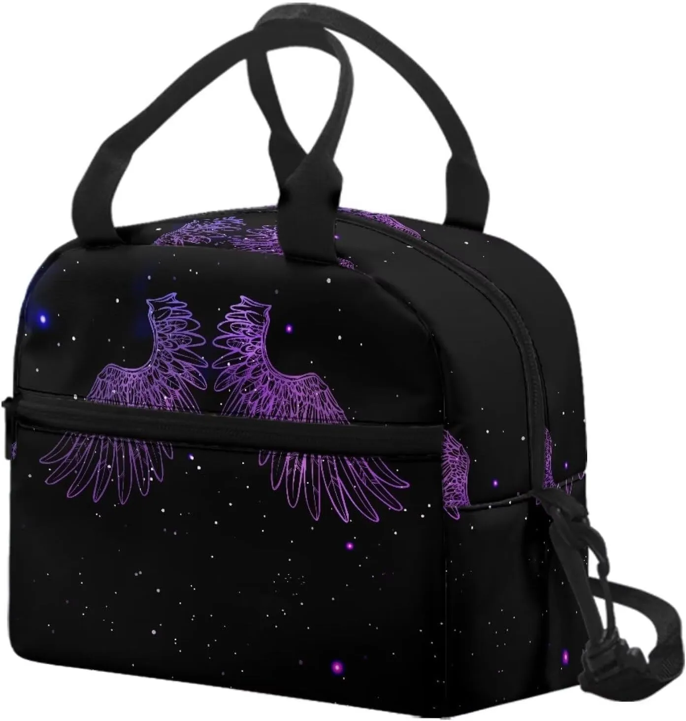 Wings Kids Bento Lunch Box Purple Lunch Box for Girls Primary School Lunchbox Preschool Lunch Tote Bag Kids Insulated Lunch Bag Children Cute Lunch Handbag with Adjustable Strap