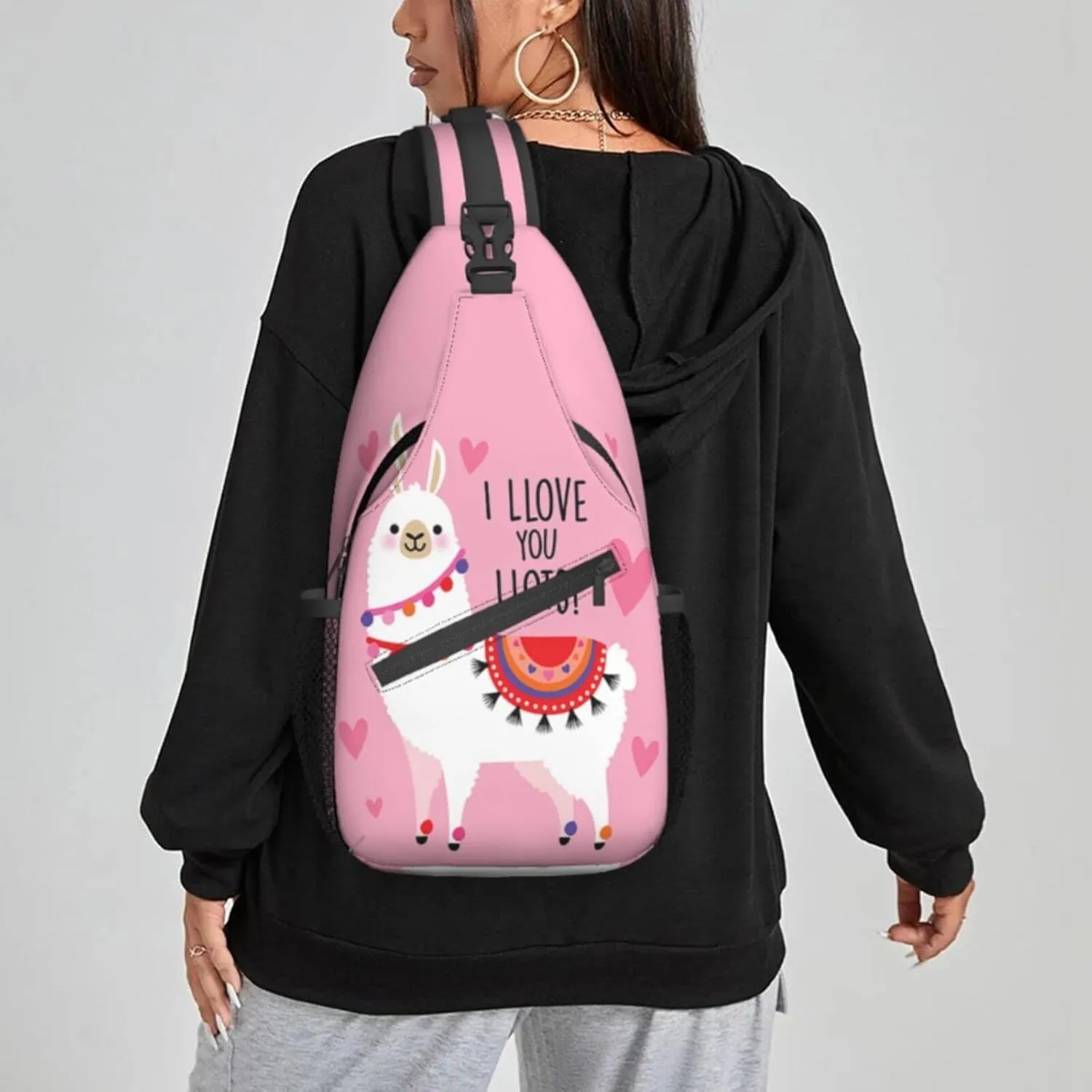 Women Cartoon Cute Alpaca Llama Crossbody Sling Backpack for Men Chest Bag Shoulder Bag Lightweight One Strap Backpack Travel Outdoor Daypack