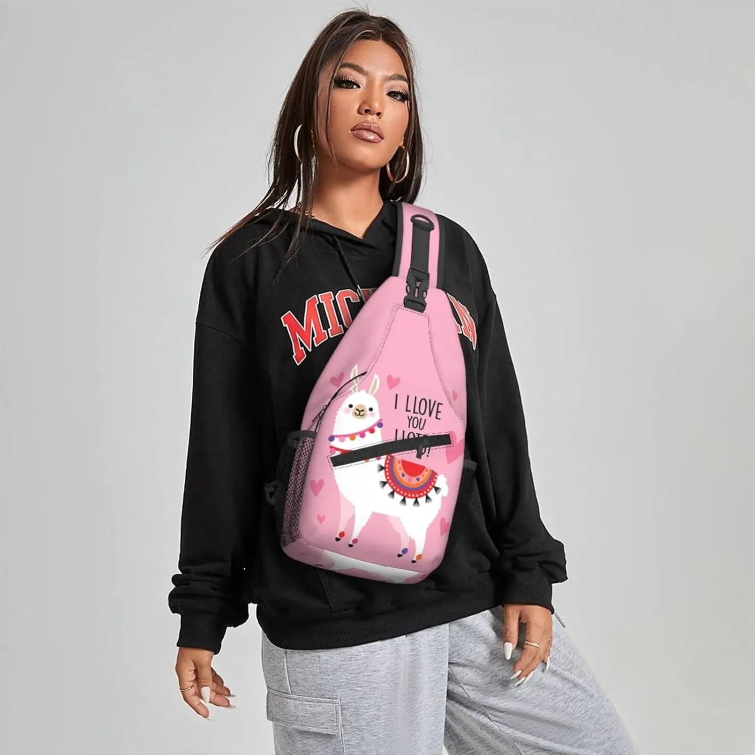 Women Cartoon Cute Alpaca Llama Crossbody Sling Backpack for Men Chest Bag Shoulder Bag Lightweight One Strap Backpack Travel Outdoor Daypack