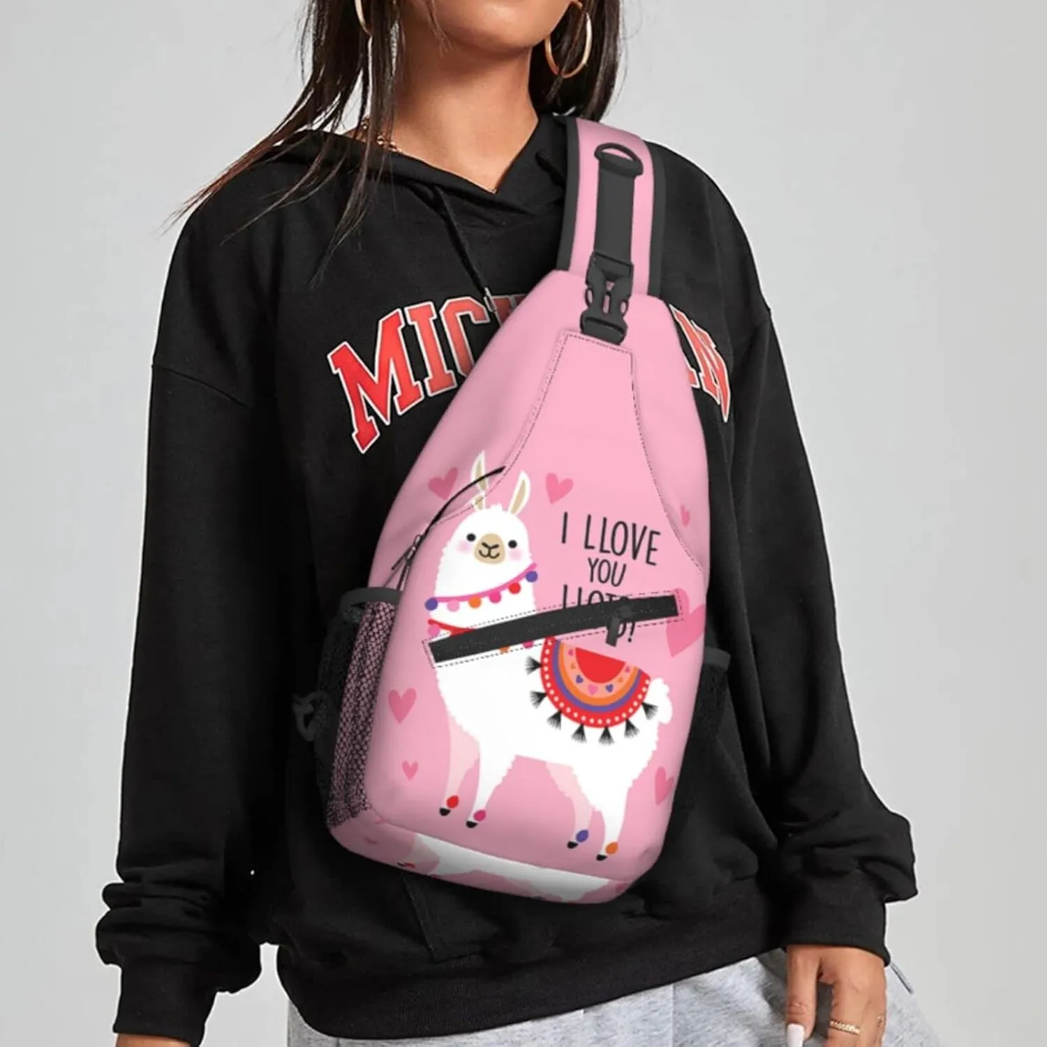 Women Cartoon Cute Alpaca Llama Crossbody Sling Backpack for Men Chest Bag Shoulder Bag Lightweight One Strap Backpack Travel Outdoor Daypack