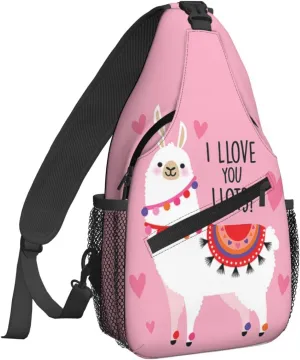 Women Cartoon Cute Alpaca Llama Crossbody Sling Backpack for Men Chest Bag Shoulder Bag Lightweight One Strap Backpack Travel Outdoor Daypack