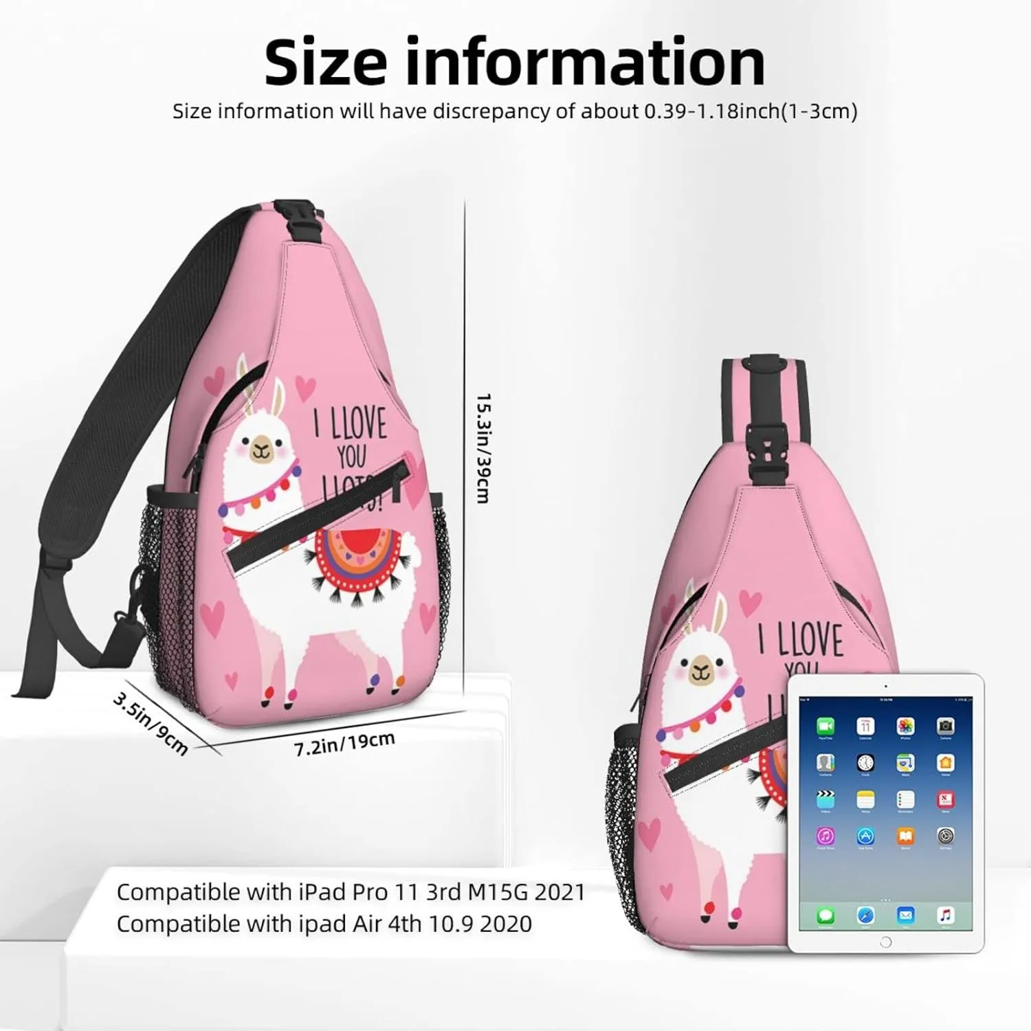 Women Cartoon Cute Alpaca Llama Crossbody Sling Backpack for Men Chest Bag Shoulder Bag Lightweight One Strap Backpack Travel Outdoor Daypack