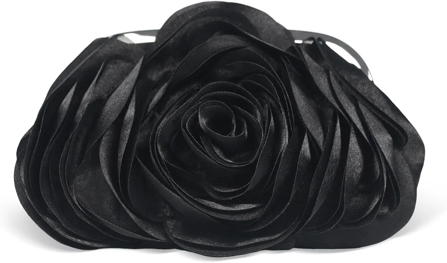 Women Clutch Purse 3D Flower Satin Evening Handbag Chain Strap Shoulder Bag