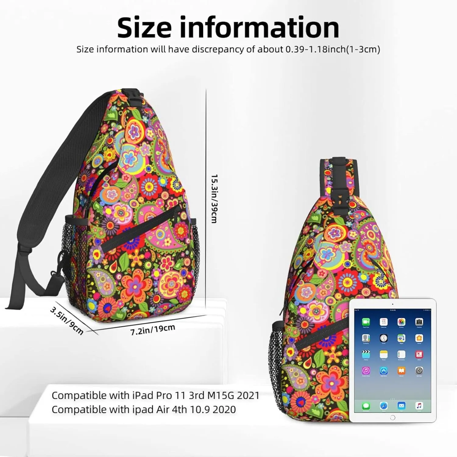 Women Colorful Seamless Paisley Crossbody Sling Backpack for Men Chest Bag Shoulder Bag Lightweight One Strap Backpack Travel Outdoor Daypack