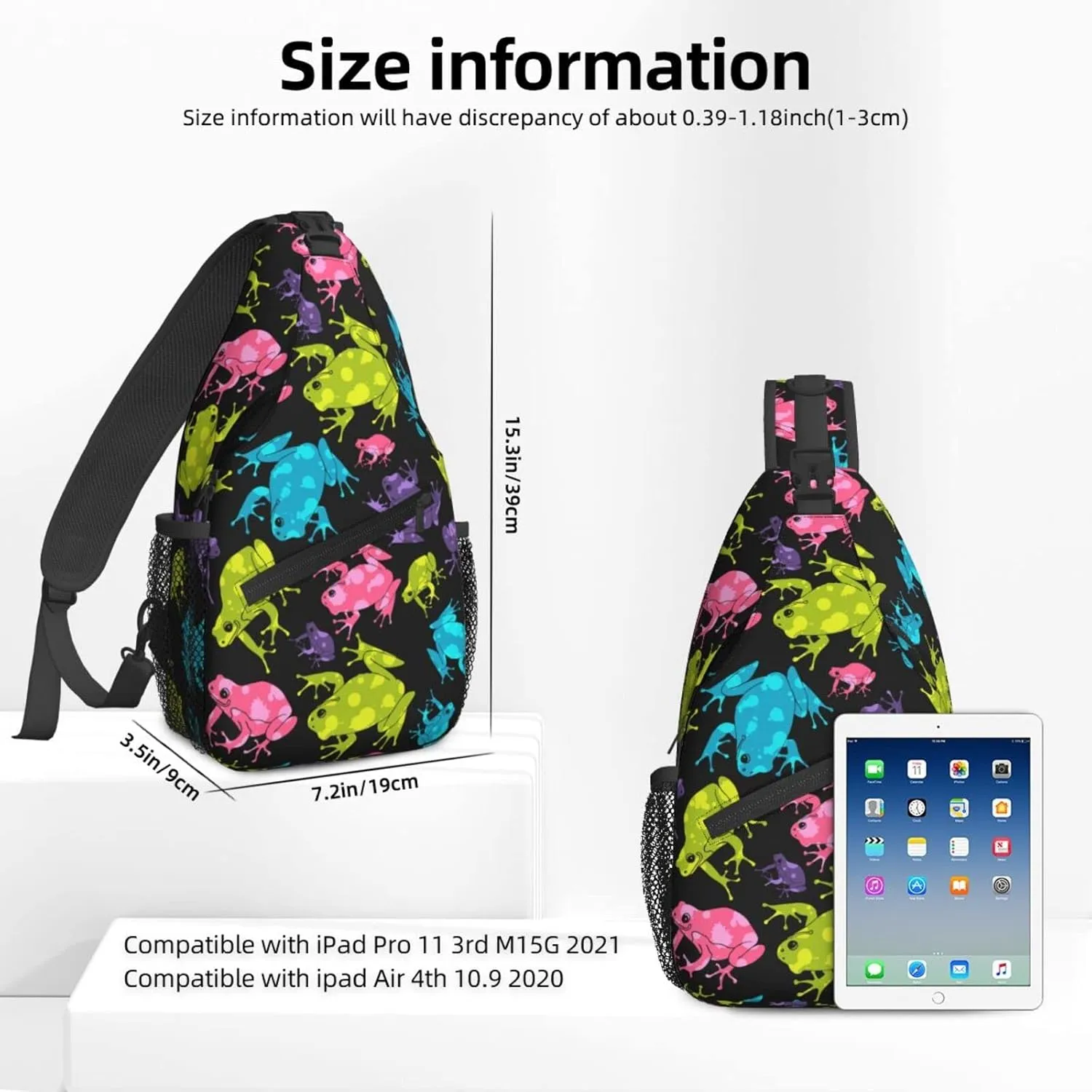 Women Frogs Colorful Seamless Pattern Crossbody Sling Backpack for Men Chest Bag Shoulder Bag Lightweight One Strap Backpack Travel Outdoor Daypack