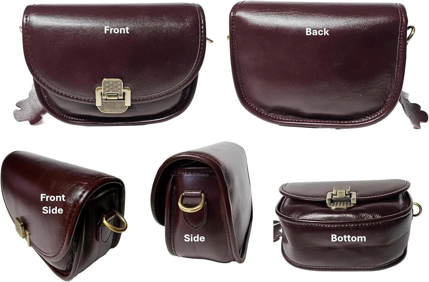 Women Genuine Cow Leather Mini Small Crossbody Shoulder Bag with 2 Detachable Adjustable Straps