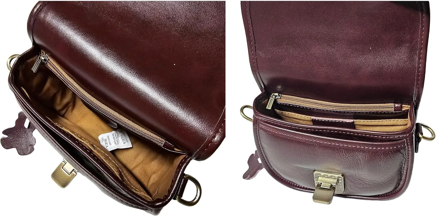 Women Genuine Cow Leather Mini Small Crossbody Shoulder Bag with 2 Detachable Adjustable Straps