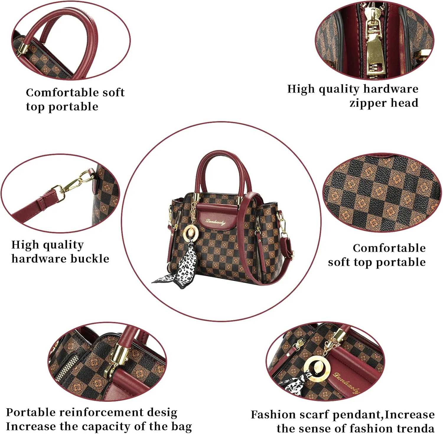 Women Handbags and Purse Tote Bags Ladies Satchel Shoulder Bag Retro Top Handle Hobo Purse