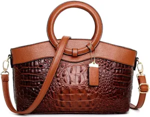 Women Handbags Tote Bags PU Leather Crocodile Pattern Purse Top Circular Handle Handbag Ladies Satchel Shoulder Bag