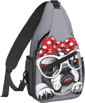 Women Headband French Bulldog Crossbody Sling Backpack for Men Chest Bag Shoulder Bag Lightweight One Strap Backpack Travel Outdoor Daypack
