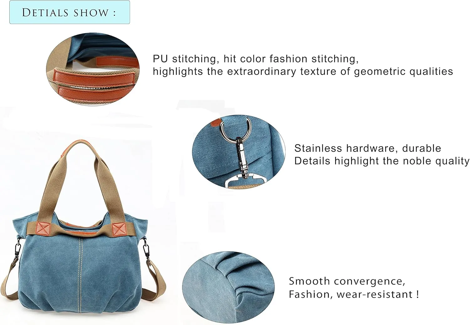 Women Ladies Bags Vintage Hobo Canvas Daily Purse Shoulder Tote Shopper Handbag