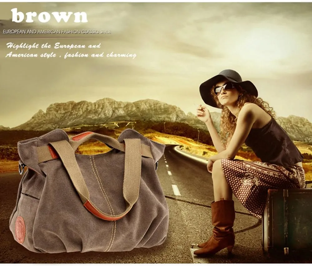 Women Ladies Bags Vintage Hobo Canvas Daily Purse Shoulder Tote Shopper Handbag