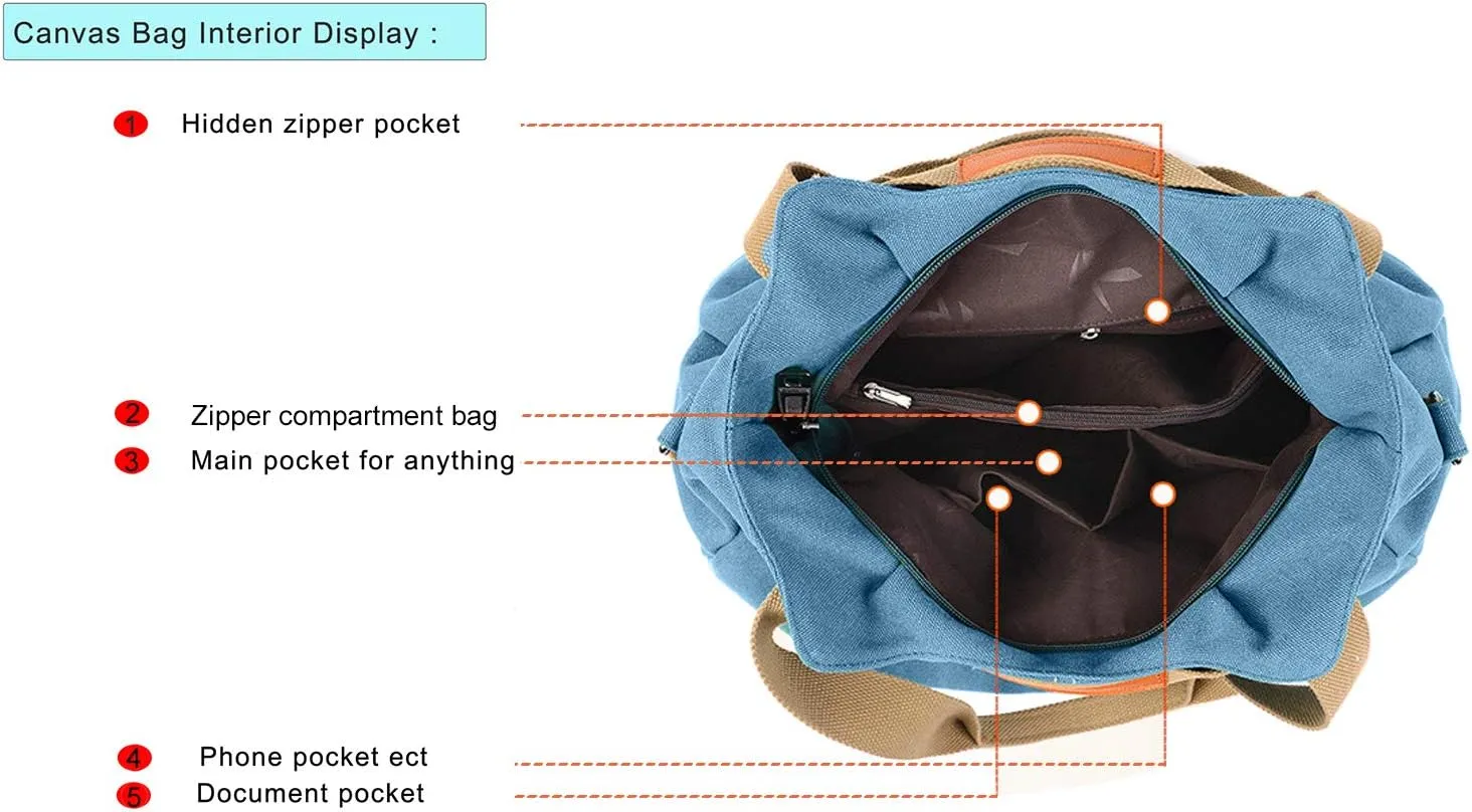 Women Ladies Bags Vintage Hobo Canvas Daily Purse Shoulder Tote Shopper Handbag