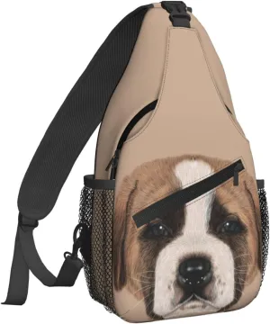 Women Pencil Paint Dog Face Crossbody Sling Backpack for Men Chest Bag Shoulder Bag Lightweight One Strap Backpack Travel Outdoor Daypack