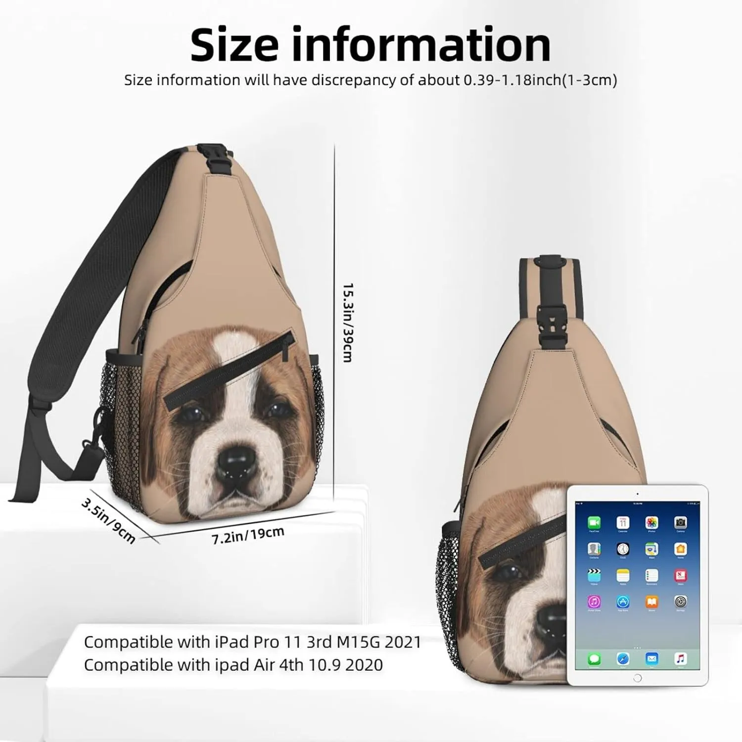 Women Pencil Paint Dog Face Crossbody Sling Backpack for Men Chest Bag Shoulder Bag Lightweight One Strap Backpack Travel Outdoor Daypack