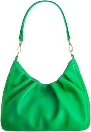 Women Pleated Soft Leather Shoulder Bag - Versatile & Minimalist Design Large Capacity Dual Adjustable Straps Crossbody