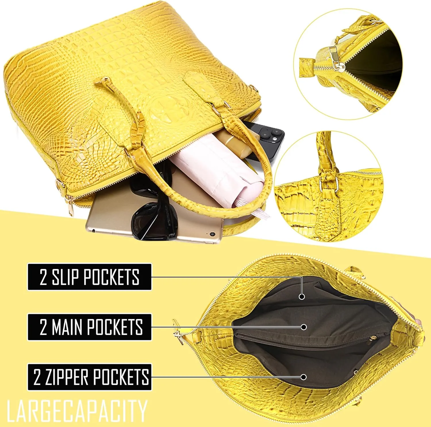 Women Purse Satchel Bag Long Crossbody Classy Tote Bag Top Handle Vegan Leather Ladies Handbags Embossed Pattern