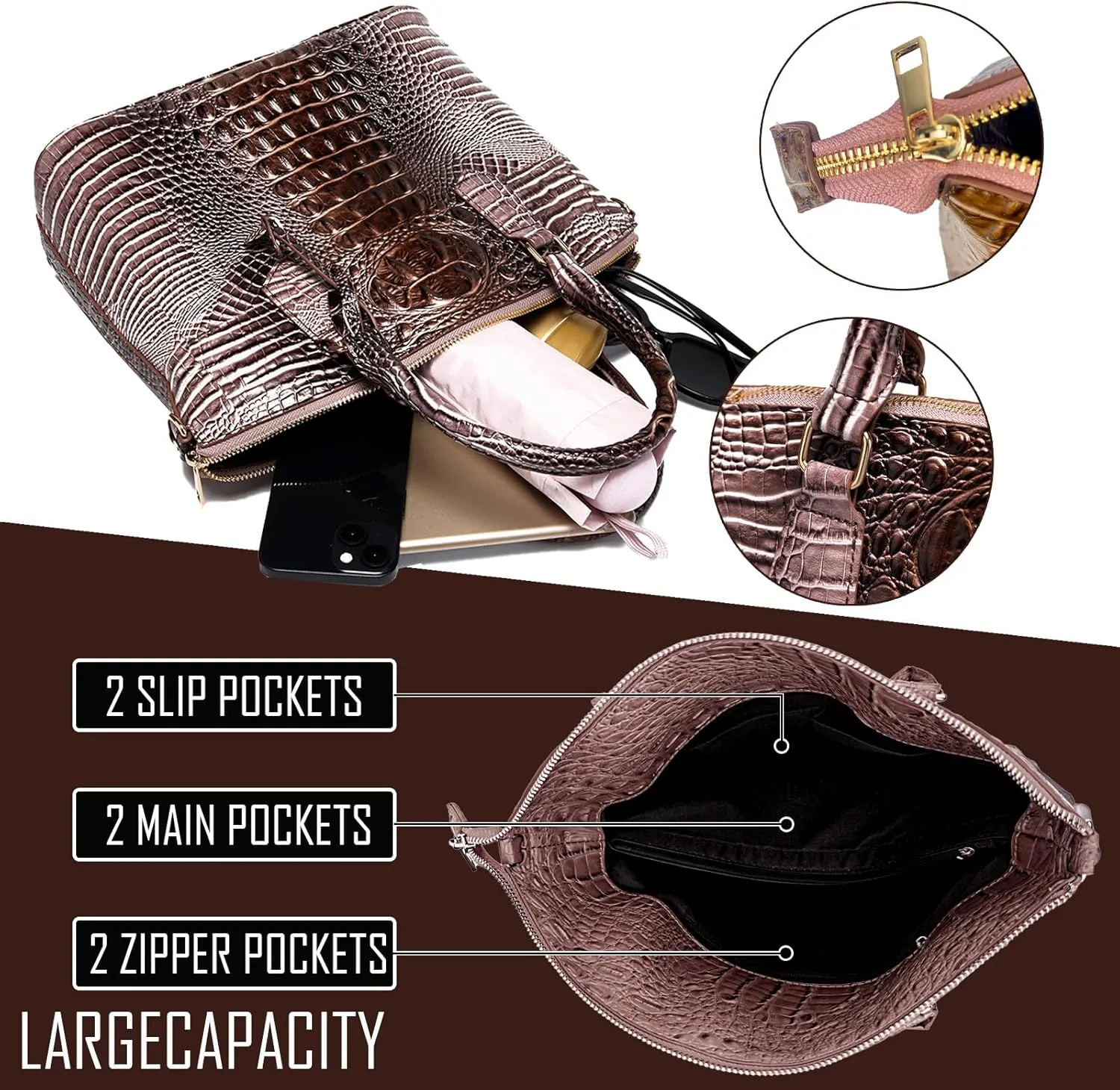Women Purse Satchel Bag Long Crossbody Classy Tote Bag Top Handle Vegan Leather Ladies Handbags Embossed Pattern