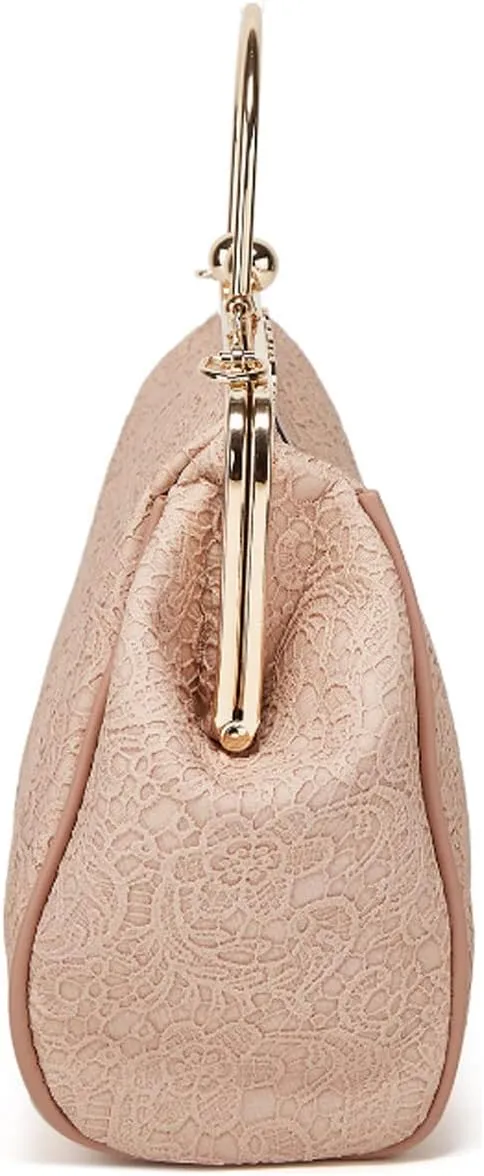 Women Retro Embossing Leather Handbag Multiple Collocations Tote Bag Kiss Lock Messenger Bag Hardware Handle Purse