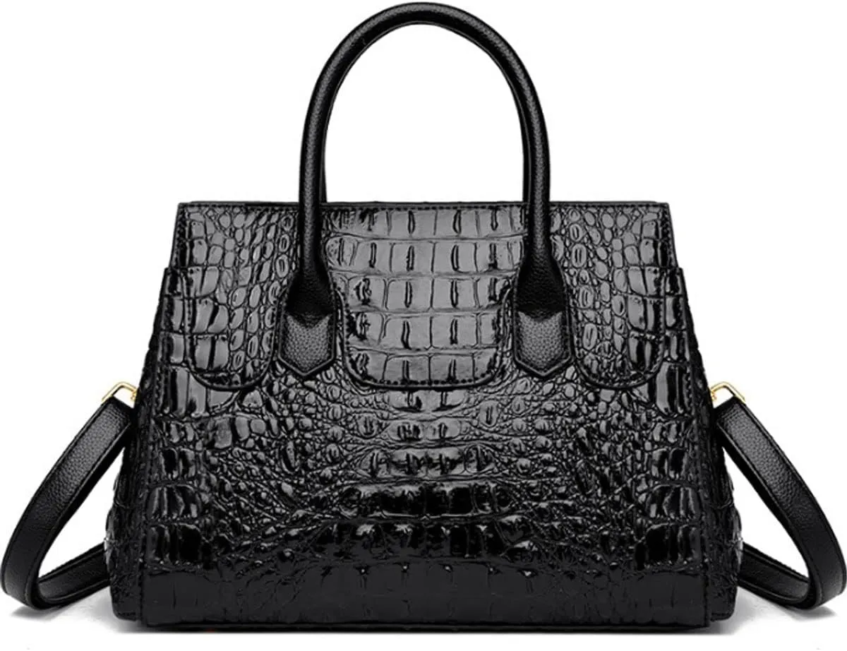 Women Satchel Bag PU Leather Crocodile-Embossed Pattern With Top Handle Shoulder Bags Handbags Fashion Purses Totes
