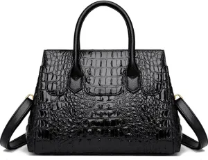 Women Satchel Bag PU Leather Crocodile-Embossed Pattern With Top Handle Shoulder Bags Handbags Fashion Purses Totes