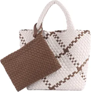 Women Tote Bag Large Neoprene Tote Bag Fashion Woven Bag Neoprene Tote Handbag Roomy Shoulder Bags for Beach, Gym
