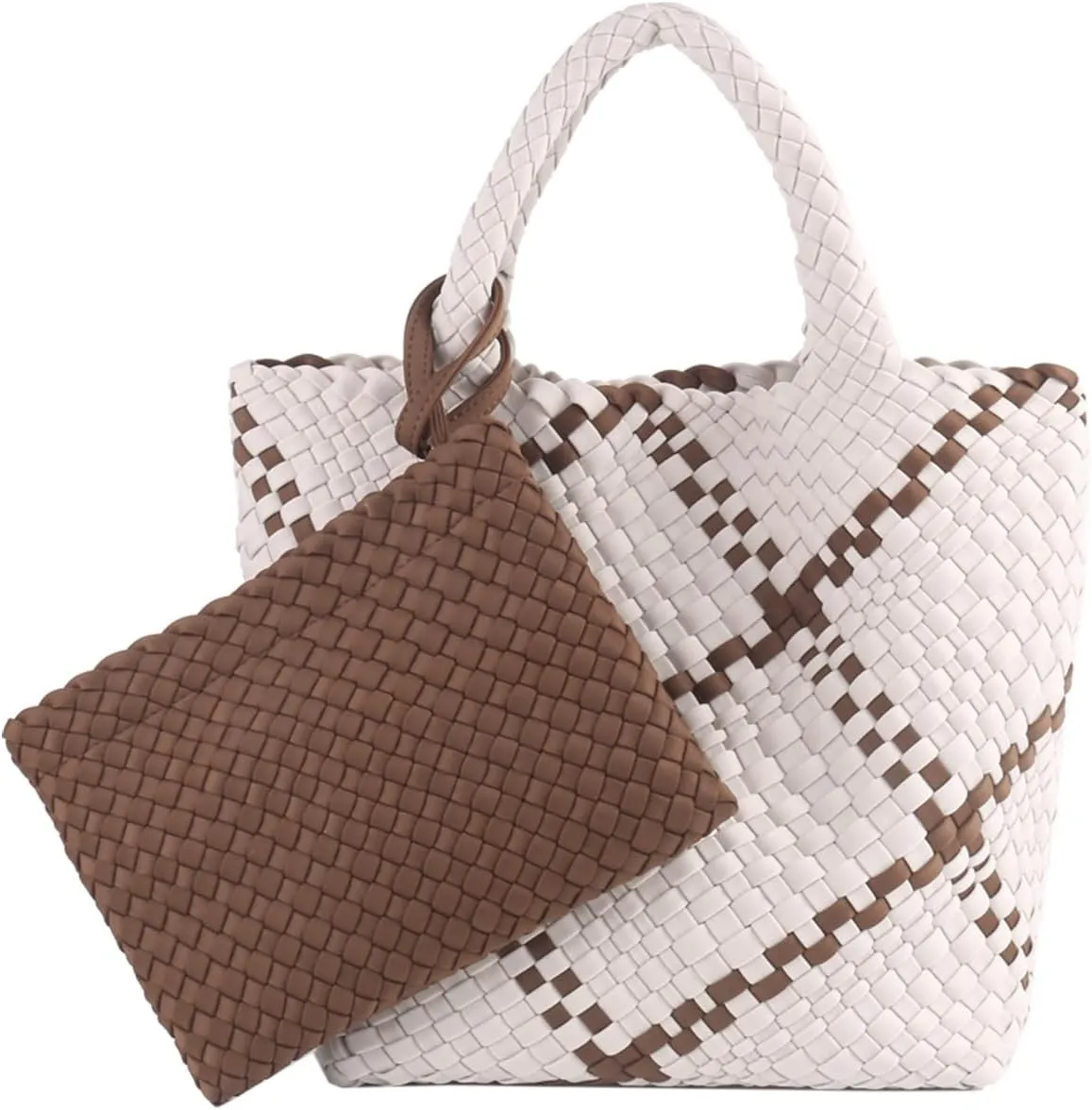 Women Tote Bag Large Neoprene Tote Bag Fashion Woven Bag Neoprene Tote Handbag Roomy Shoulder Bags for Beach, Gym