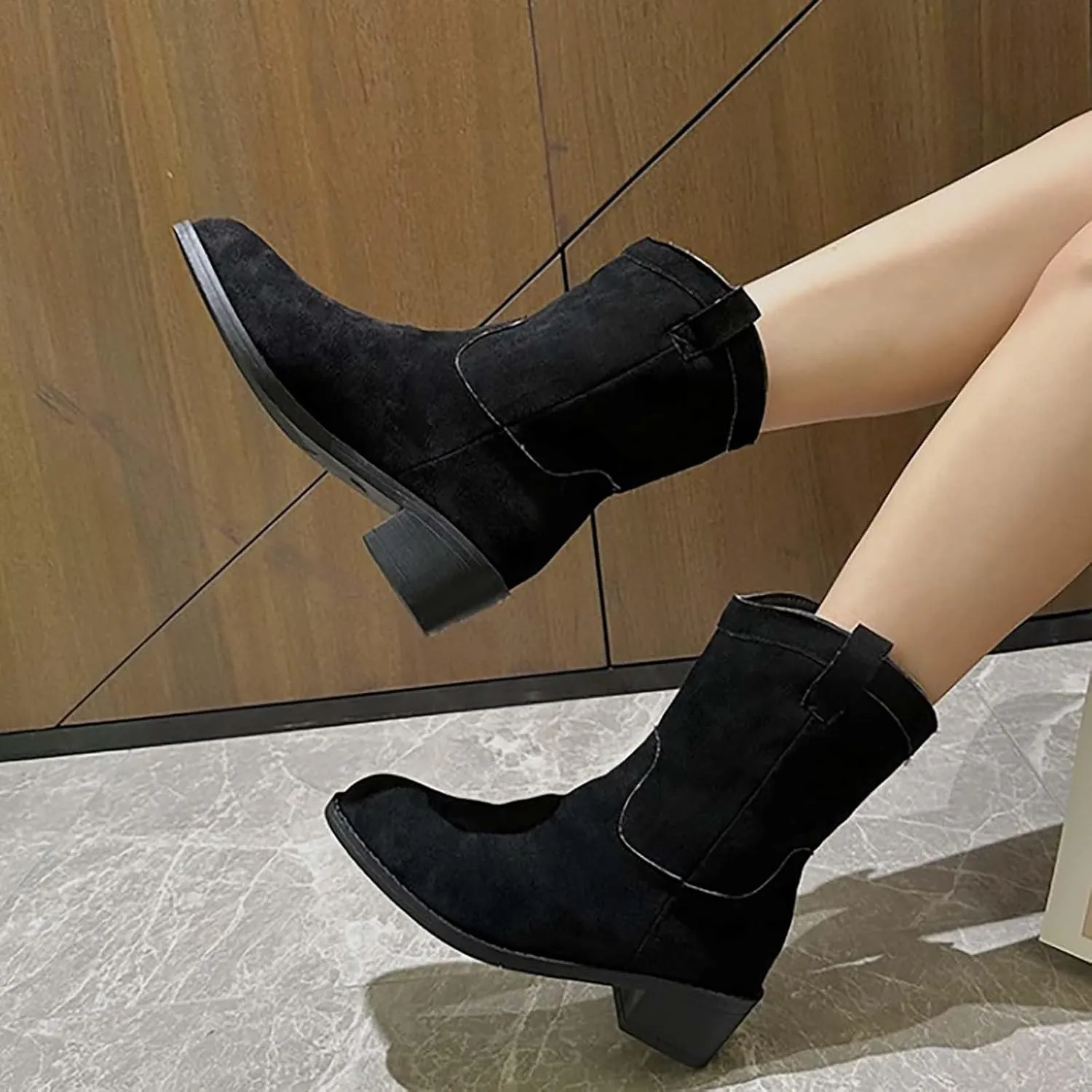 Womens Black Ankle Boots Country Boots Womens Work Boot Lady Boots for Women On Womens Flat Black Ankle Boots Ankle Bootie for Women Low Heel