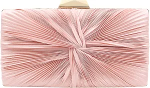 Women's Clutch Bag Pink Pleated Silk Satin Purses Classic Party Handbags Evening Bag for Bridal Wedding Banquet (Color : Pink)