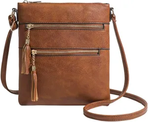 Women's Functional Crossbody Bag Zippered Multi-Pockets with Tassel, Lightweight Travel Purse,Cell Phone Purses
