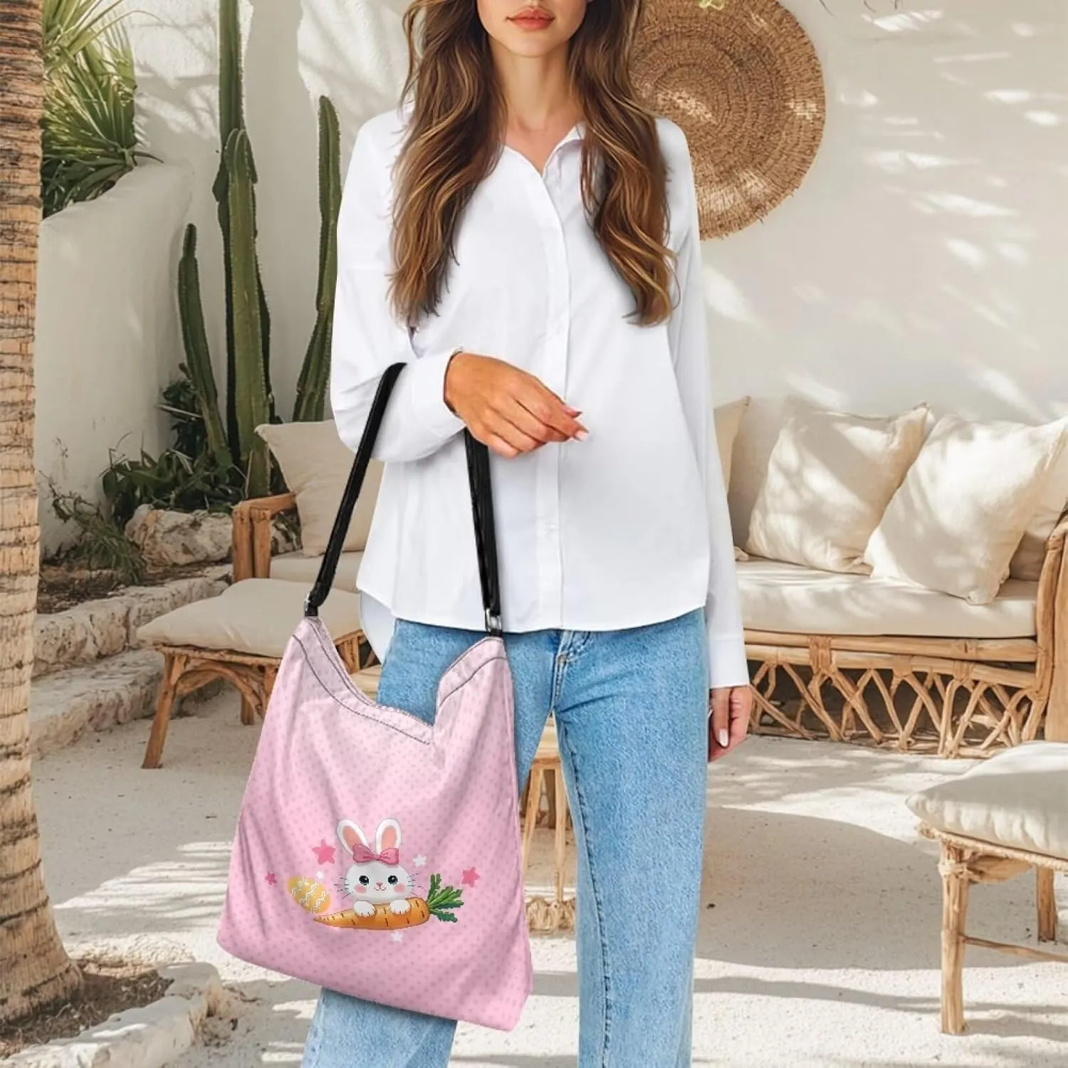 Women's Large Size Canvas Shoulder Cossbody Bag Ladies Zipper Messegner Tote Handbags Satchel Adjustable Straps