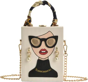 Womens Novelty 3D Lady Face Shoulder Bags PU Leather Top Handle Satchel Handbags Clutch Purse Crossbody Phone Wallet