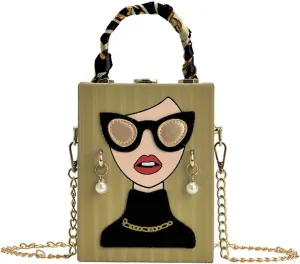 Womens Novelty 3D Lady Face Shoulder Bags PU Leather Top Handle Satchel Handbags Clutch Purse Crossbody Phone Wallet