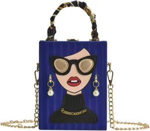 Womens Novelty 3D Lady Face Shoulder Bags PU Leather Top Handle Satchel Handbags Clutch Purse Crossbody Phone Wallet