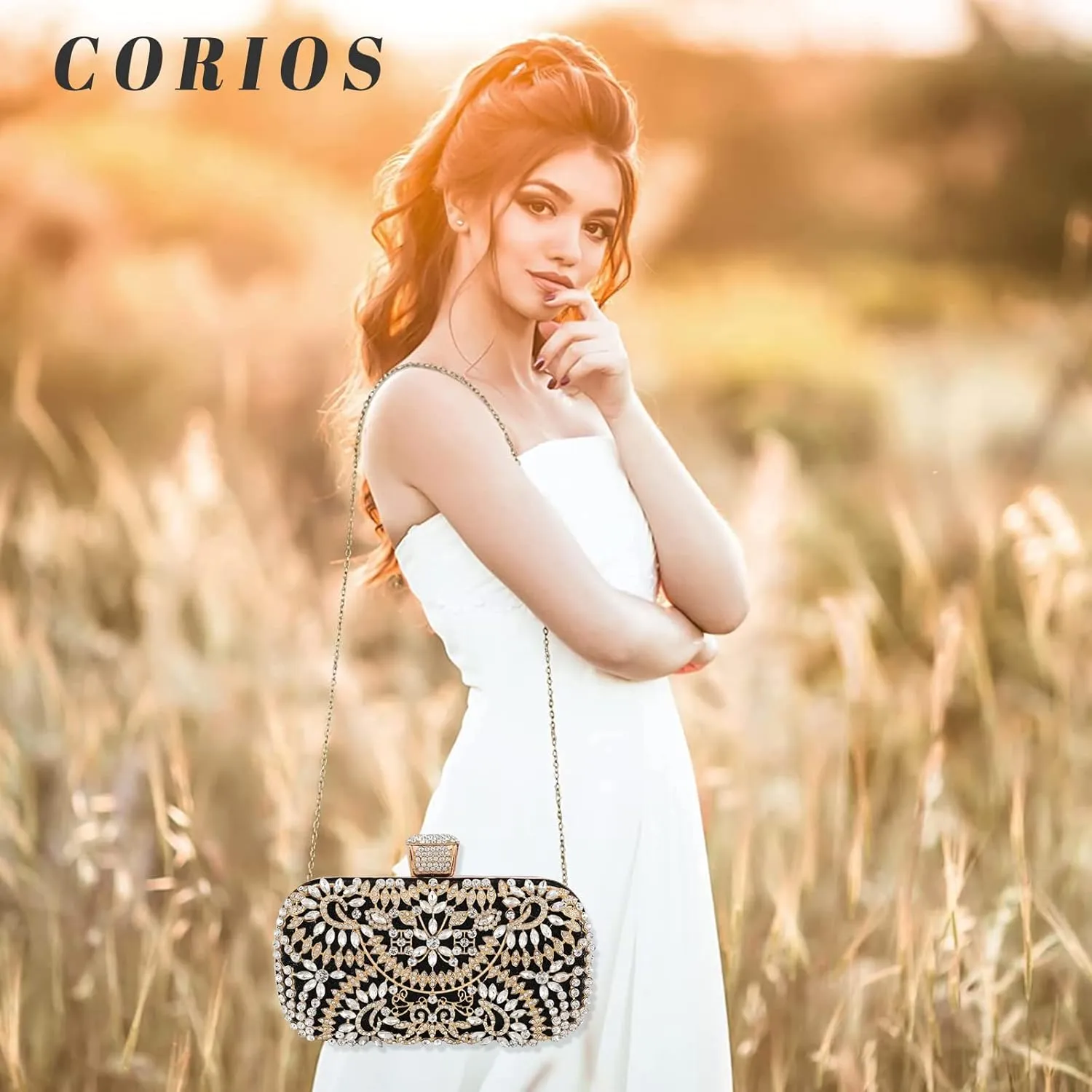 Womens Rhinestone Evening Bag Sparkly Sequin Glitter Handbag Crystal Clutch Bag Bridal Wedding Purse Banquet Bag