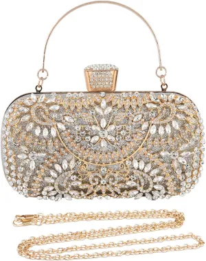 Womens Rhinestone Evening Bag Sparkly Sequin Glitter Handbag Crystal Clutch Bag Bridal Wedding Purse Banquet Bag