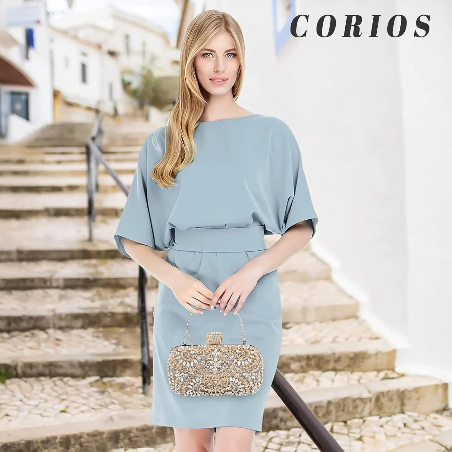 Womens Rhinestone Evening Bag Sparkly Sequin Glitter Handbag Crystal Clutch Bag Bridal Wedding Purse Banquet Bag