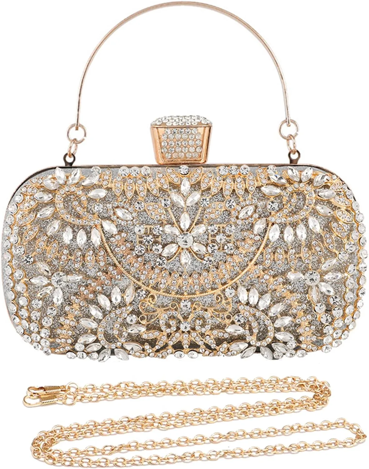 Womens Rhinestone Evening Bag Sparkly Sequin Glitter Handbag Crystal Clutch Bag Bridal Wedding Purse Banquet Bag