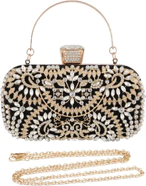 Womens Rhinestone Evening Bag Sparkly Sequin Glitter Handbag Crystal Clutch Bag Bridal Wedding Purse Banquet Bag