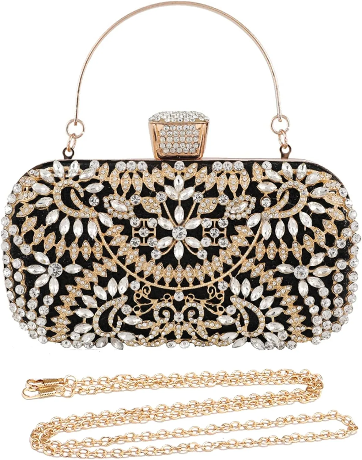 Womens Rhinestone Evening Bag Sparkly Sequin Glitter Handbag Crystal Clutch Bag Bridal Wedding Purse Banquet Bag