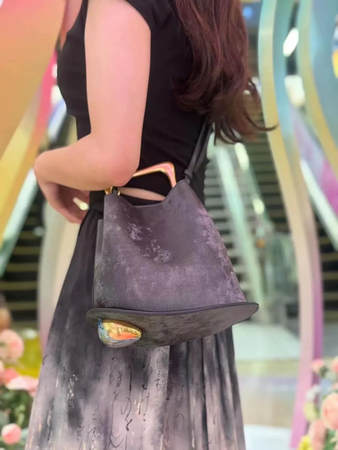 Women's Silk Bucket Bag, Personalized Handbag, Creative Vegetable Basket, One Shoulder Crossbody