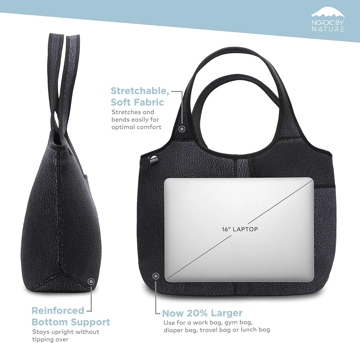 Women's Soft Tote Shoulder Bag Neoprene Handbag Laptop Computer Travel Bag Purse
