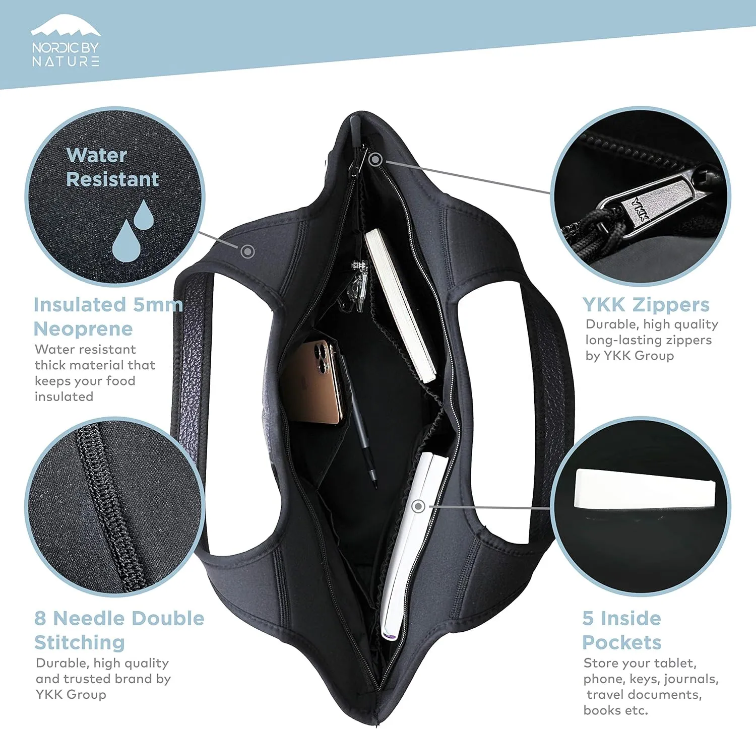 Women's Soft Tote Shoulder Bag Neoprene Handbag Laptop Computer Travel Bag Purse