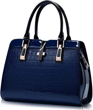 Women’s Tote Top Handle Handbags Crocodile Pattern Leather Cross-body Purse Shoulder Bags