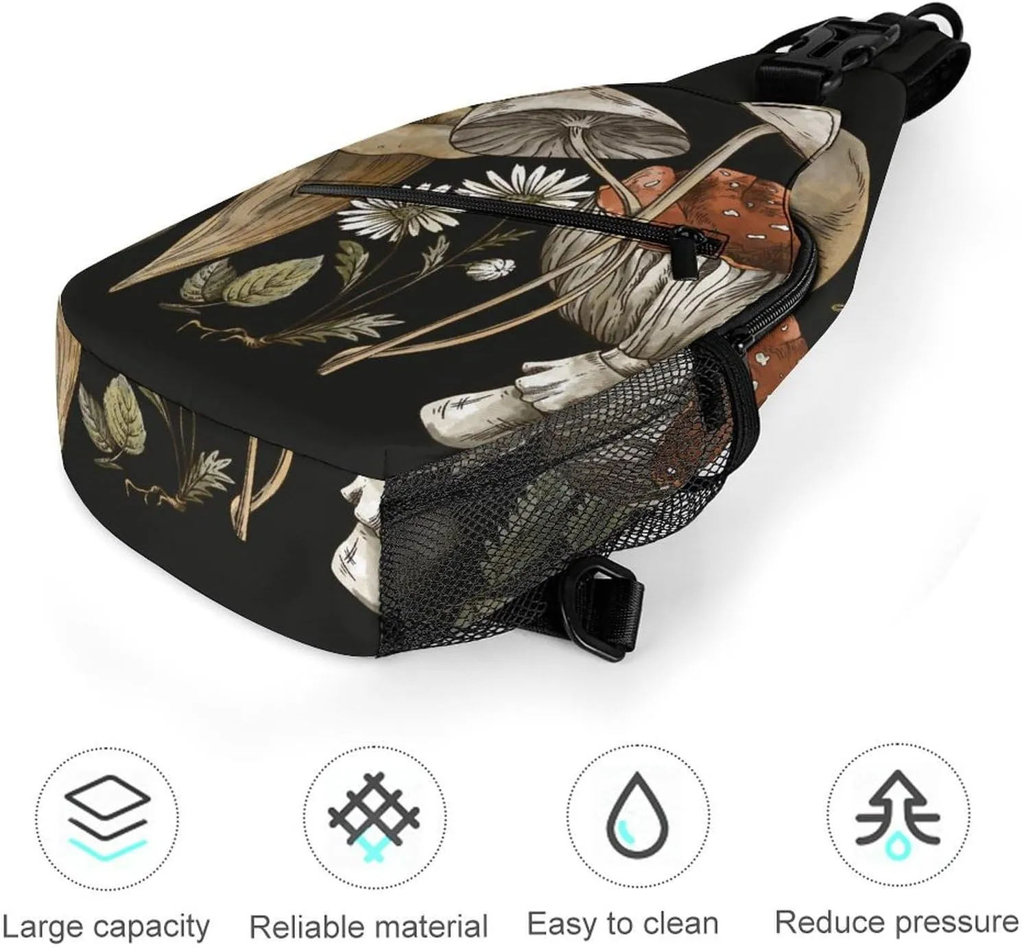 Woodland-treasures-amanita-mushroom Sling Bag Crossbody Backpack for Men Women Chest Bag For Travel Hiking Cycling Camping, 38x20cm, Style