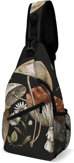 Woodland-treasures-amanita-mushroom Sling Bag Crossbody Backpack for Men Women Chest Bag For Travel Hiking Cycling Camping, 38x20cm, Style