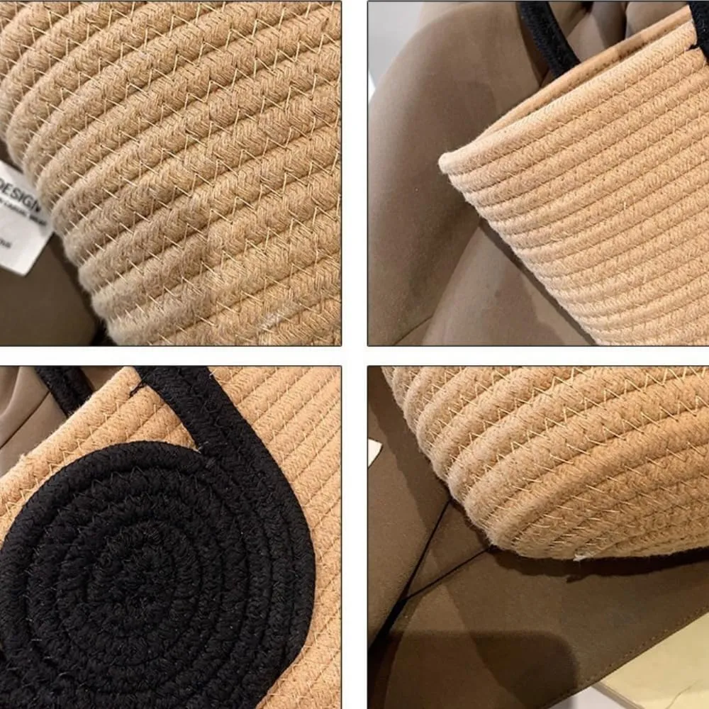 Woven Bag for Women Vibrant Cotton Rope Handbag Chic Large Tote for Women, Stylish Carryall & Shoulder Bag