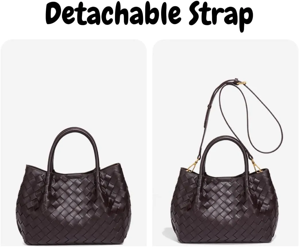 Woven Bag, Premium Leather with Adjustable Straps, Spacious & Organized. Versatile Crossbody, Shoulder Bag